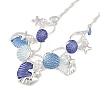 Summer Beach Alloy Colorful Enamel Starfish & Shell Bib Necklaces NJEW-B113-01-2