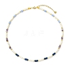 Natural Amethyst & Lapis Lazuli  & Synthetic Blue Lace Agate Heishi Beads and Natural Cultured Freshwater Pearl Rice Beaded Necklaces for Women NJEW-JN06294-02-2