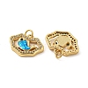 Brass Micro Pave Cubic Zirconia with Synthetic Opal Pendants KK-D096-06B-G-2