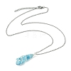 Electroplated Natural Quartz Crystal Prism Copper Wire Wrapped Pendant Necklaces NJEW-JN05027-02-5