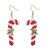 5 Pairs 304 Stainless Steel Glass Seed Beads Christmas Theme Dangle Earrings EJEW-MZ00527-5