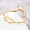 Brass Round Snake Chain Knot 2-Strand Bracelets for Women KK-CBA68DA-17C-G-2