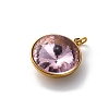 High Polished 316 Stainless Steel Faceted Glass Pendants STAS-K258-46G-08-2