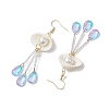 Glass & Natural Shell Dangle Earrings EJEW-MZ00384-4