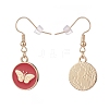 Flat Round with Butterfly Enamel Dangle Earrings EJEW-JE04862-5