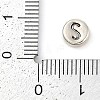 925 Sterling Silver Flat Round with Letter Beads STER-G044-01AS-S-3