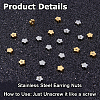 72Pcs 2 Colors Stainless Steel Ear Nuts STAS-HS0001-66-4