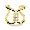 Rack Plating Brass Micro Pave Cubic Zirconia Open Cuff Rings for Women RJEW-F162-07G-2