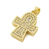 Cross Theme Rack Plating Brass Micro Pave Cubic Zirconia  Pendants KK-Z074-60G-2