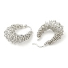 Rack Plating Brass Wire Wrap Hoop Earrings for Women EJEW-D059-17P-2