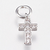 Brass Micro Pave Cubic Zirconia Tiny Cross Charms LS-ZIRC-E147-62P-1