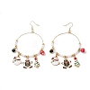 Christmas Theme Alloy Enamel Dangle Earrings LS-EJEW-B068-01G-02-2