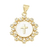 Religion Cross Brass Micro Pave Clear Cubic Zirconia Pendants CU-CBA83A6-03D-G02-1