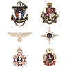 SUPERFINDINGS 6Pcs 6 Style Anchor & Eagle & Crown & Star Enamel Pins JEWB-FH0001-14-8