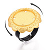 Adjustable Flower Alloy & Iron Bezel Cup Ring Base with Rotatable Tray MAK-T012-07G-4