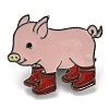 Pig in Rain Boots Enamel Pins JEWB-C021-01B-1