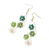Flower Glass Seed Beaded Dangle Earrings EJEW-MZ00775-02-4