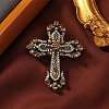 Cross Alloy Rhinestone Brooches JEWB-Q006-02A-1