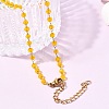 304 Stainless Steel with Glass Faceted Rondelle Bead Handmade Link Chain Birth Stone Necklaces for Women NJEW-G195-01G-01-2
