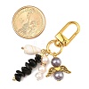 2Pcs 2 Colors Natural Obsidian & Quartz Crystal Chips Pendant Decoration HJEW-JM02400-3