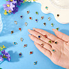 28Pcs 7 Colors Stainless Steel Pave Glass Heart Connector Charms STAS-TA0003-30-6
