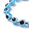 2Pcs 2 Style Natural Wood & Resin Evil Eye Round Beaded Stretch Bracelet with Synthetic Hematite BJEW-JB08096-6