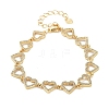 Rack Plating Brass Pave Clear Cubic Zirconia Heart Link Chain Bracelets for Women BJEW-R317-12G-1