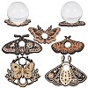 CREATCABIN 5Pcs 5 Style Moth Wooden Crystal Sphere Display Stands DJEW-CN0001-24-1