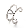 Clear Cubic Zirconia Initial Letter Open Cuff Ring RJEW-A012-01P-V-2