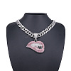 Zinc Alloy Full Rhinestone Lip Pendant Cuban Link Chain Necklaces for Men FS-WG26C72-01-1