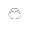 Non-Tarnish 304 Stainless Steel Open Heart Cuff Ring for Women RJEW-S405-207P-2