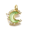 Brass Micro Pave Clear Cubic Zirconia with Glass Charms X1-KK-G525-06G-04-1