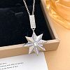 Brass Micro Pave Clear Cubic Zirconia Pendant 304 Stainless Steel Cable Chain Necklaces for Women WGB3057-06-1