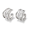 Star Brass Micro Pave Cubic Zirconia Cuff Earrings EJEW-E310-20P-1