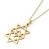 201 Stainless Steel David Star Pendant Necklace with Cable Chains NJEW-Q317-07G-2