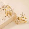 Elegant Flower Brass Clear Cubic Zirconia Geometric Stud Earrings for Women MO8139-2