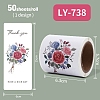 50Pcs Rectangle with Flower Thank You Paper Self-Adhesive Stickers AJEW-S084-01E-1