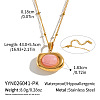 Dyed Natural Pink Quartz 304 Stainless Steel Geometric Pendant Necklaces for Women KV8466-1-2