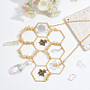 Brass Honeycomb & Yellow Quartz Chip Pendant Decorations HJEW-WH0069-33-5