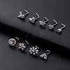 316L Surgical Stainless Steel White Cubic Zirconia L-Shaped Nose Rings WG135CD-18-1