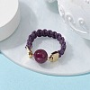 Glass Round Ball Braided Bead Style Finger Ring RJEW-JR00600-02-2