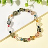 Natural Green Rutilated Quartz & Agate Beads Adjustable Stretch Bracelets for Women BJEW-JB14217-2