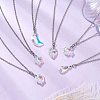 6Pcs 6 Styles Electroplated Clear AB Glass Star Moon Heart Pendant Necklaces NJEW-JN05146-1