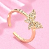 Adjustable Brass Micro Pave Clear Cubic Zirconia Cuff Rings LS-RJEW-G096-42G-1
