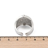 Brass Micro Pave Clear Cubic Zirconia Open Cuff Rings for Women RJEW-A059-04P-3