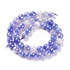 Round Natural Electroplated Blue Agate Beads G-P447-A03-01-2