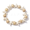 Beach Starfish Dyed Synthetic Turquoise Stretch Bracelets BJEW-JB10289-02-2