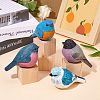 Wooden Blue Crane Birds and Block Ornaments JX685A-5