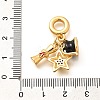 Brass Cubic Zirconia Star & Scroll European Dangle Charms KK-U048-18G-3