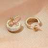 C-Shaped Brass Micro Pave Clear Cubic Zirconia Stud Earrings EJEW-M077-09G-5